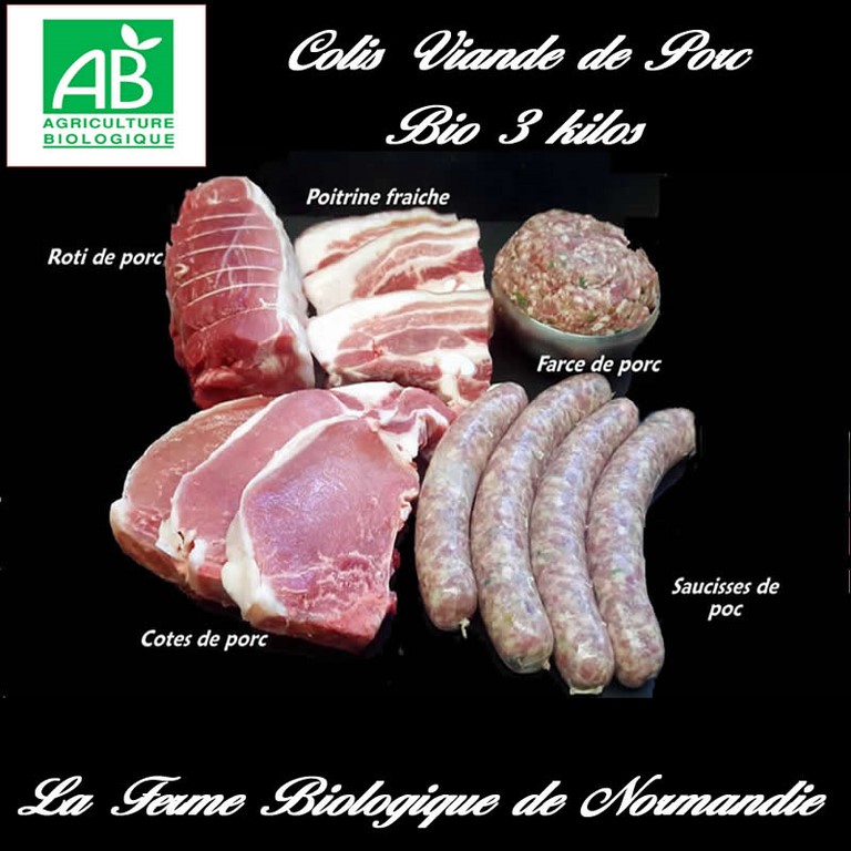 Colis viande de porc bio 3 kilos 